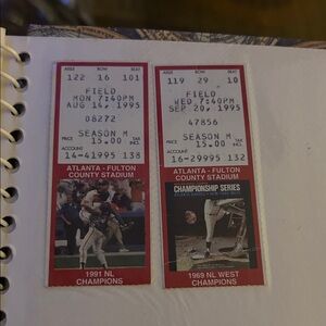 Vintage Atlanta-Fulton County Stadium Baseball Tickets - Red Accent